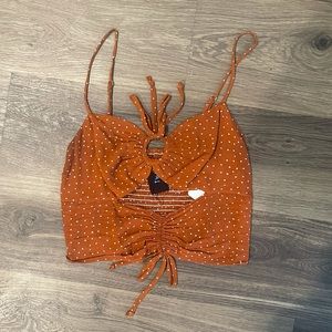 Blue life polka dot crop tank top